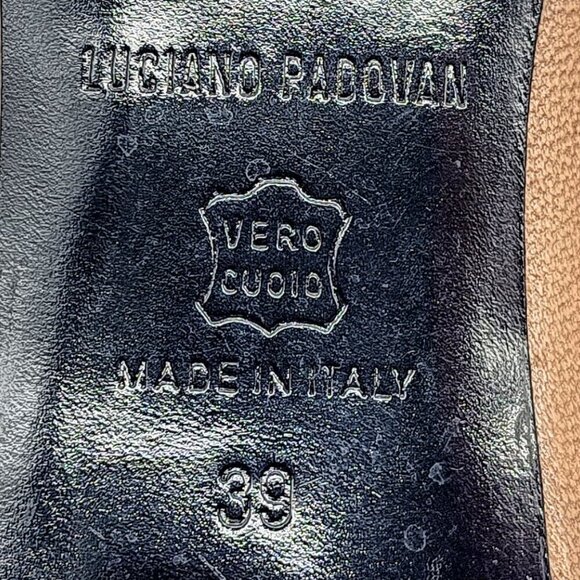 Luciano Padovan Camel Brown Leather Square Toe Pumps - Picture 11 of 11